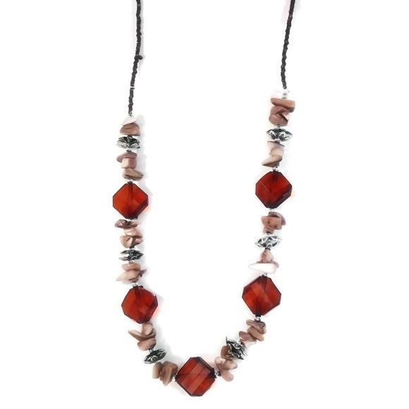 Jewelry - Amber & Natural Stone Nuggets Necklace-
